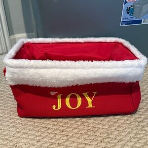 Festive Red Storage Bin with White Trim